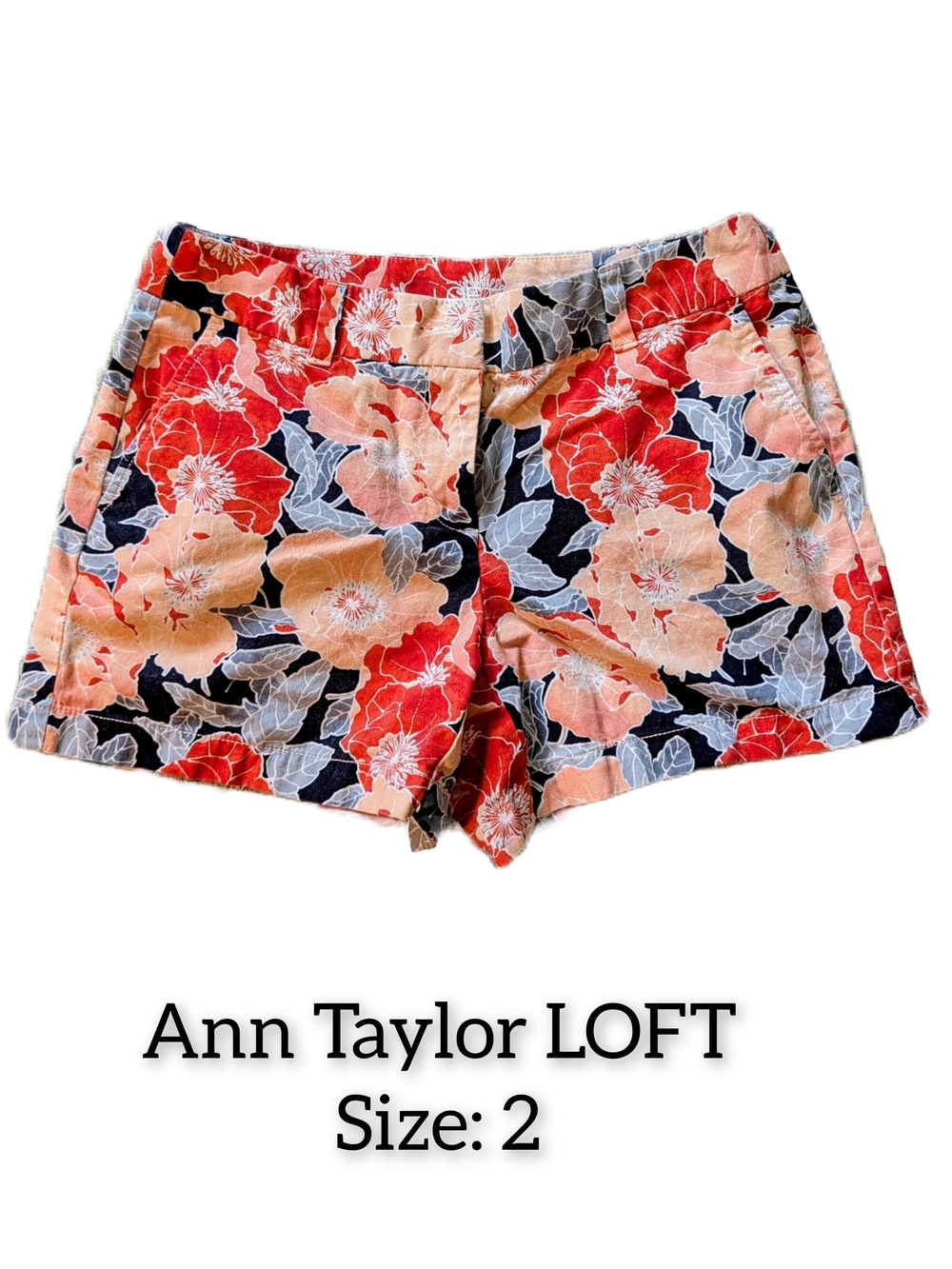 LOFT Women's Floral Coral Shorts - Size 2